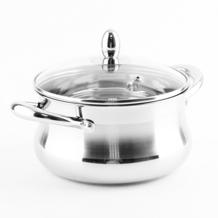 Кастрюля со стеклянной крышкой 18см 2,7л нерж/сталь (2136-1) Кастрюля со стеклянной крышкой 18см 2,7л нерж/сталь (2136-1)