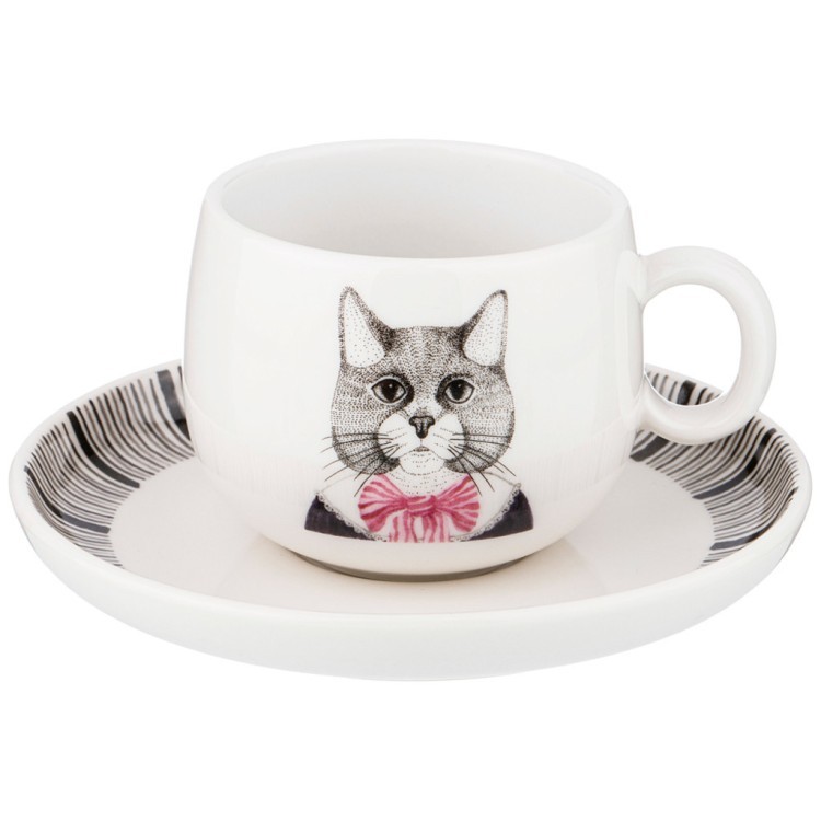 Чайный набор "fashion animals" кот,  на 1пер. 2пр. 220 мл Lefard (409-134)