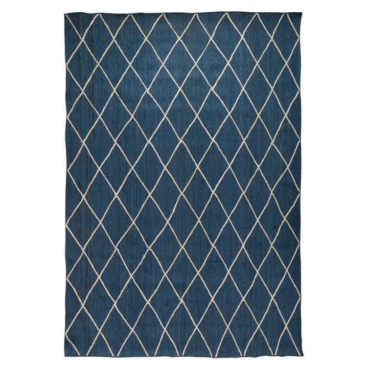 Ковер из джута темно-синего цвета с геометрическим рисунком из коллекции ethnic, 300x400 см (73338)