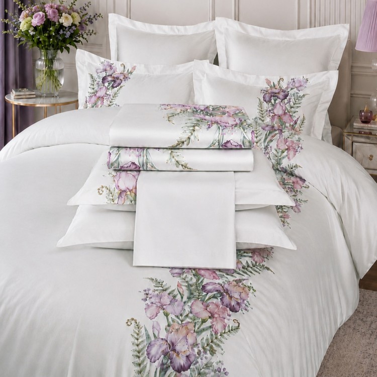 Кпб семейный "irises" белый, сатин, хлопок 100%, подод.150х210-2шт, пр.240х240-1шт, нав.50х70-2шт Lefard (989-002-15)