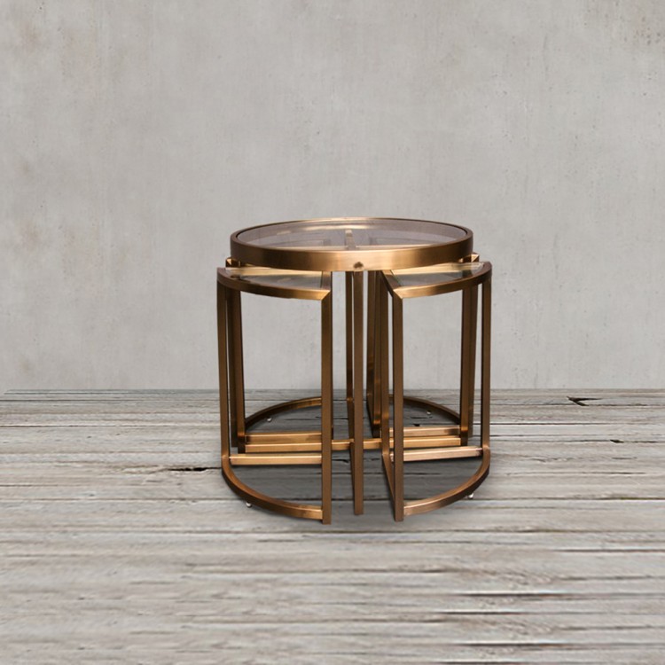 Стол приставной Z0149A/Z0150A/CM#30A, 60, стекло, нержавеющая сталь, matte honey, ROOMERS FURNITURE Стол приставной Z0149A/Z0150A/CM#30A, 60, стекло, нержавеющая сталь, matte honey, ROOMERS FURNITURE