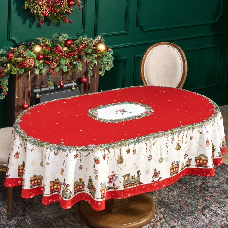 Скатерть овальная "щелкунчик"160х220см ,красный, 100% хлопок,твил, пропитка Lefard (850-762-41)