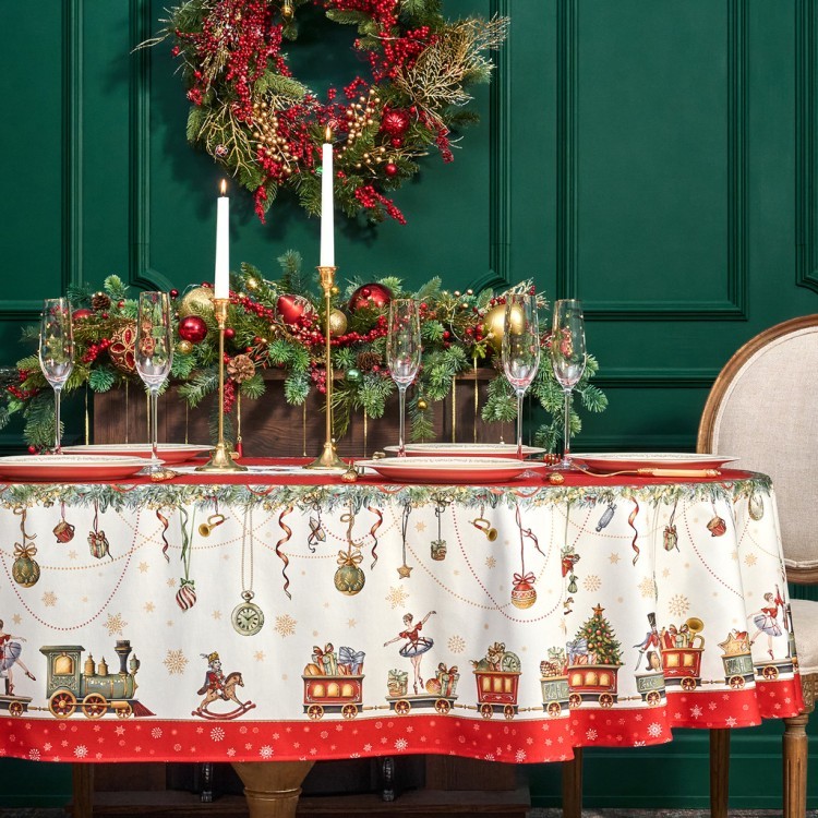 Скатерть овальная "щелкунчик"160х220см ,красный, 100% хлопок,твил, пропитка Lefard (850-762-41)