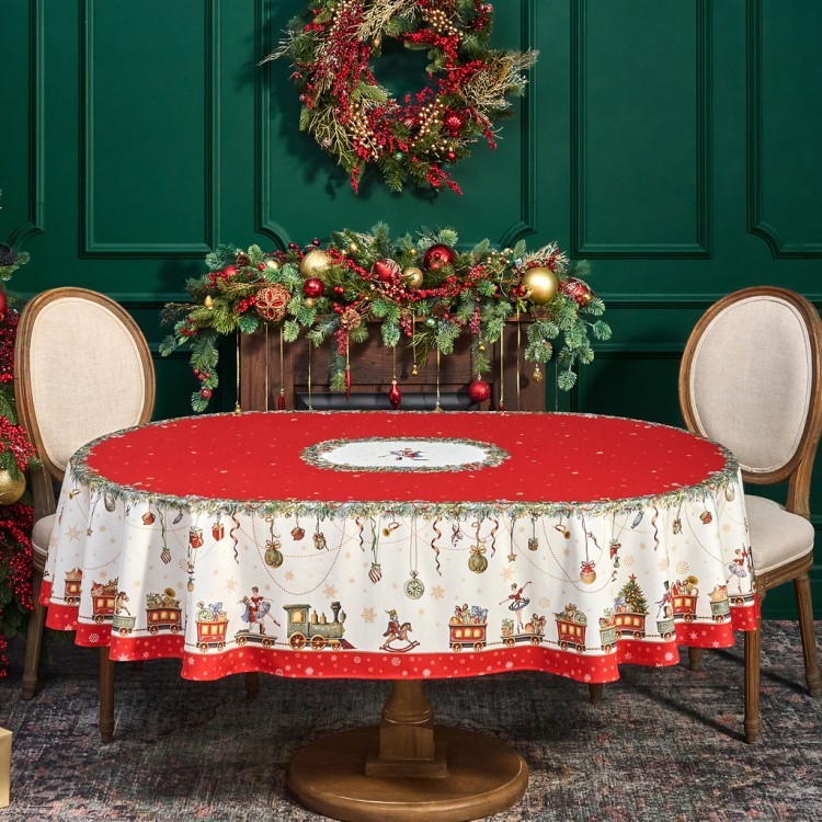 Скатерть овальная "щелкунчик"160х220см ,красный, 100% хлопок,твил, пропитка Lefard (850-762-41)
