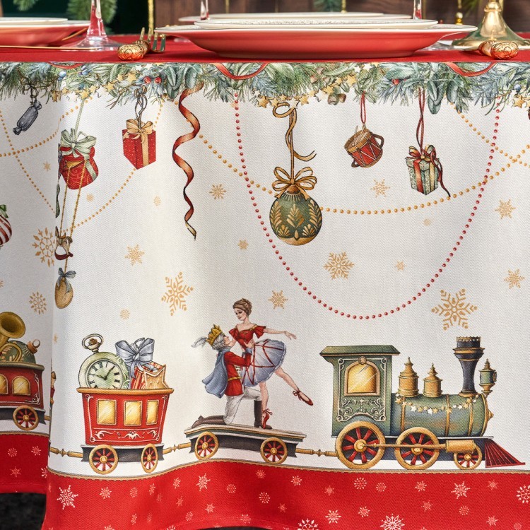 Скатерть овальная "щелкунчик"160х220см ,красный, 100% хлопок,твил, пропитка Lefard (850-762-41)