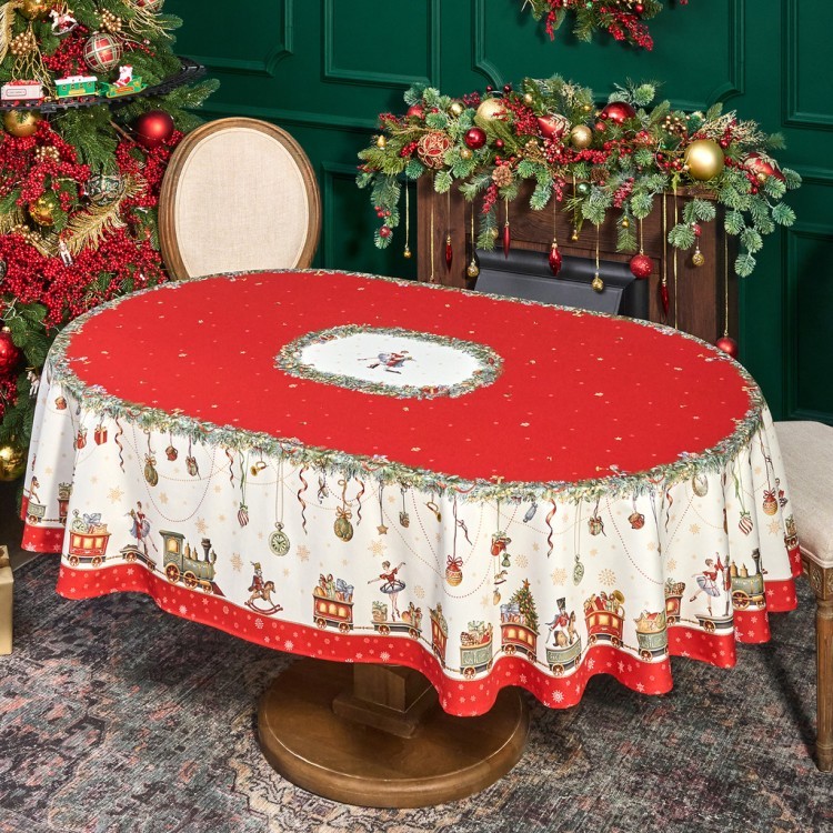 Скатерть овальная "щелкунчик"160х220см ,красный, 100% хлопок,твил, пропитка Lefard (850-762-41)