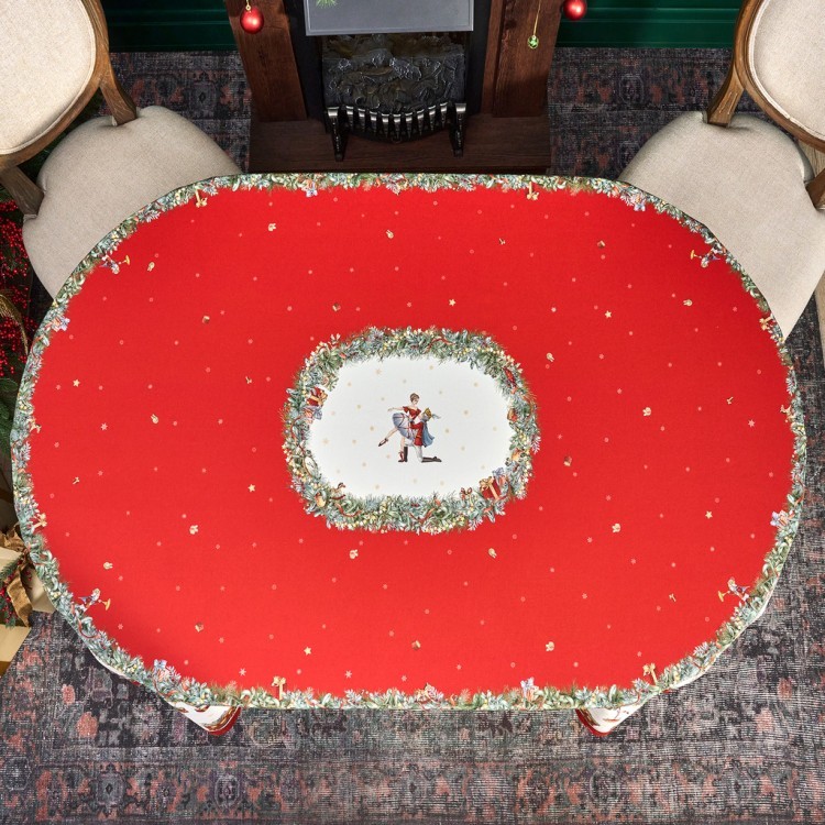 Скатерть овальная "щелкунчик"160х220см ,красный, 100% хлопок,твил, пропитка Lefard (850-762-41)