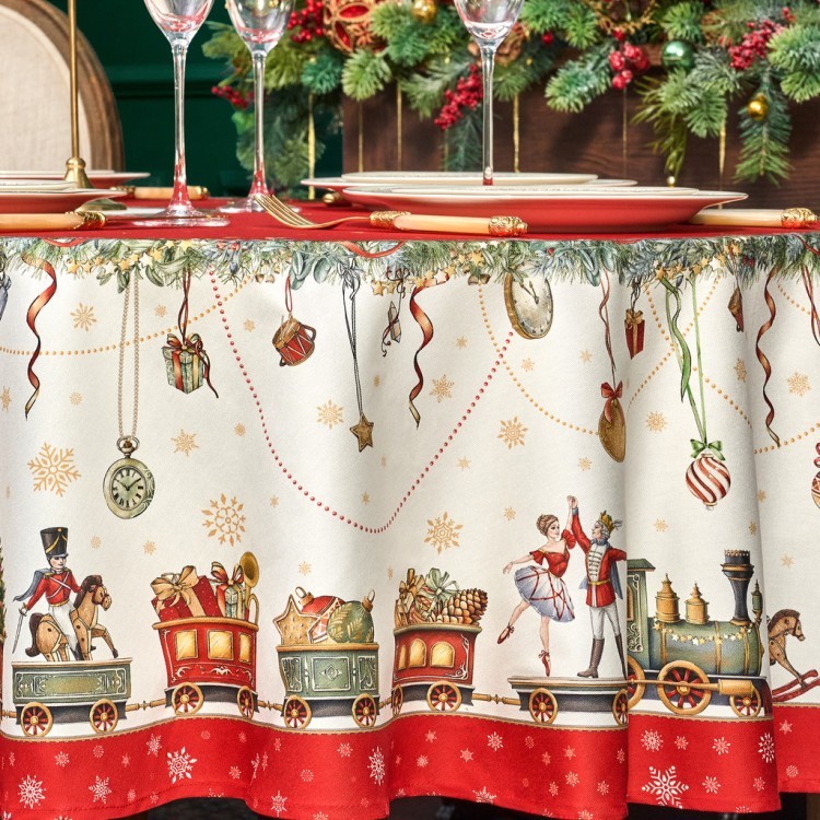 Скатерть овальная "щелкунчик"160х220см ,красный, 100% хлопок,твил, пропитка Lefard (850-762-41)