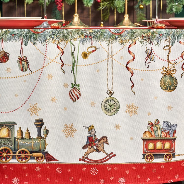 Скатерть овальная "щелкунчик"160х220см ,красный, 100% хлопок,твил, пропитка Lefard (850-762-41)