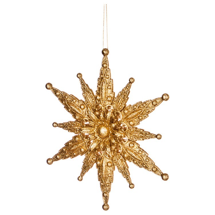 Декоративное изделие "снежинка" 18 см цвет: золото с глиттером без упаковки Lefard (865-425)