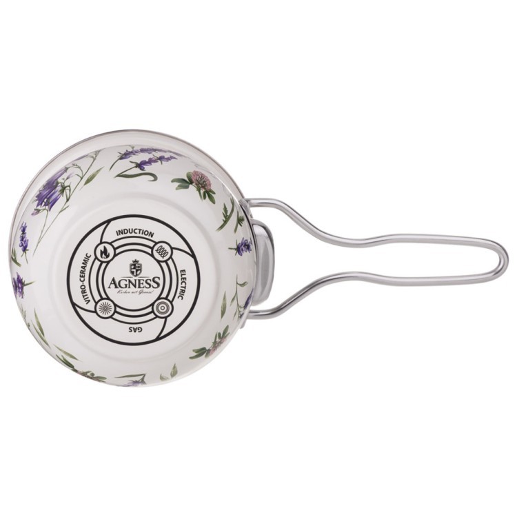 Ковш эмалированный серия "flower story" 0,9л, диа 14 см Agness (943-099)