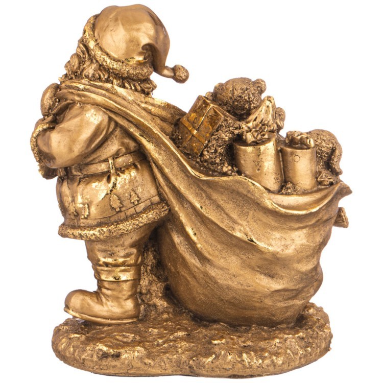 Фигурка декоративная "дед мороз тянет мешок с подарками"  н-28,l-23см,w-13см цвет: бронза с позолото Lefard (169-874)
