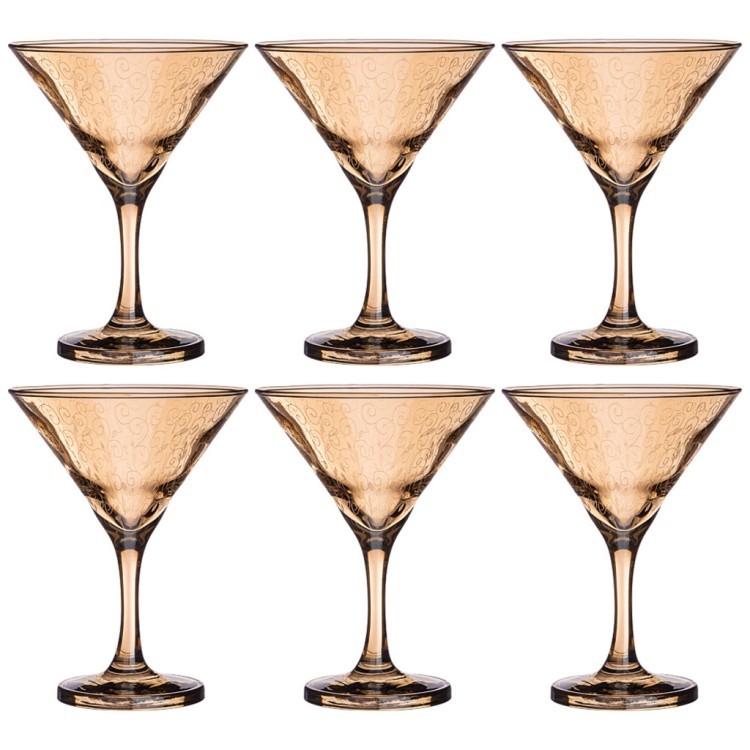 Набор 6 бокалов для мартини 190 мл "медовый весенний" Акционерное Общество (194-394)