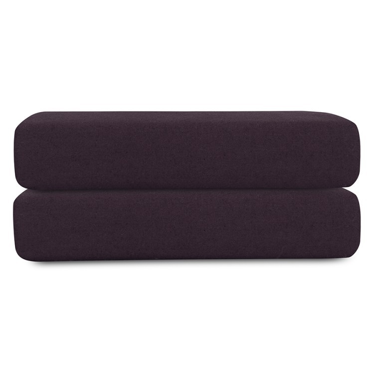 Простыня на резинке из стираного перкаля сливового цвета из коллекции essential, 180х200х30 см (77766)