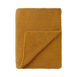 Плед из хлопка жемчужной вязки цвета охры из коллекции essential,130х180 см (80857)