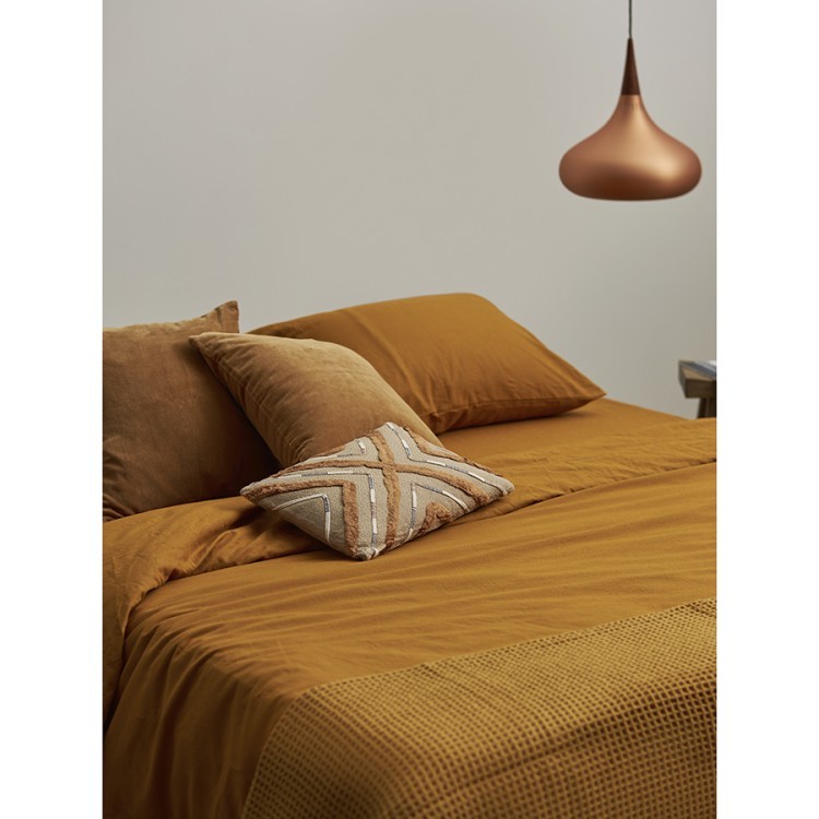 Комплект постельного белья изо льна и хлопка цвета карри из коллекции essential, 200х220 см (77130)