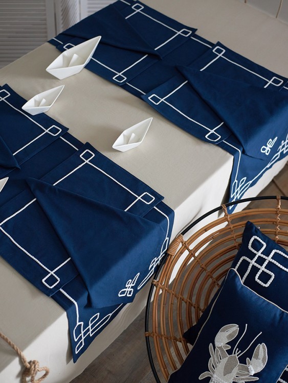 Дорожка на стол navy story из коллекции sea treasures, 45х150 см (79009)