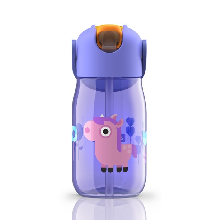 Бутылочка детская с силиконовой соломкой 415 мл фиолетовая (66310)