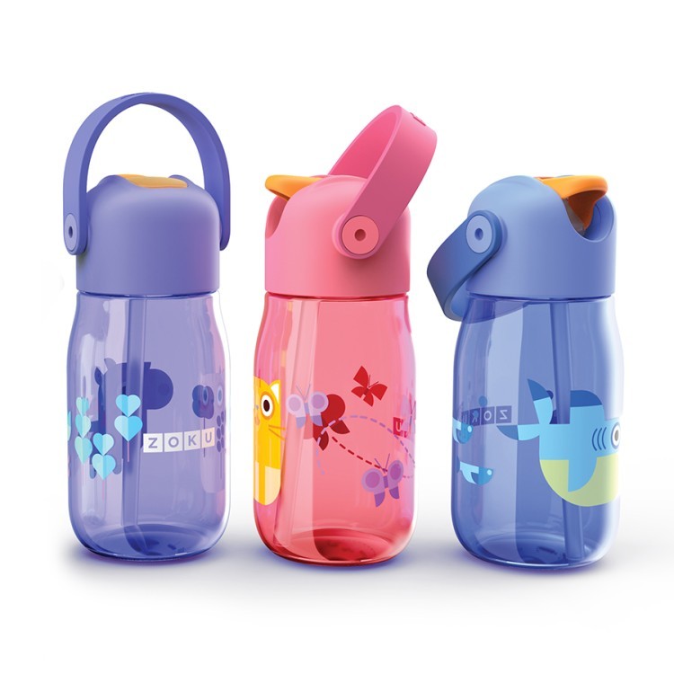 Бутылочка детская с силиконовой соломкой 415 мл фиолетовая (66310)