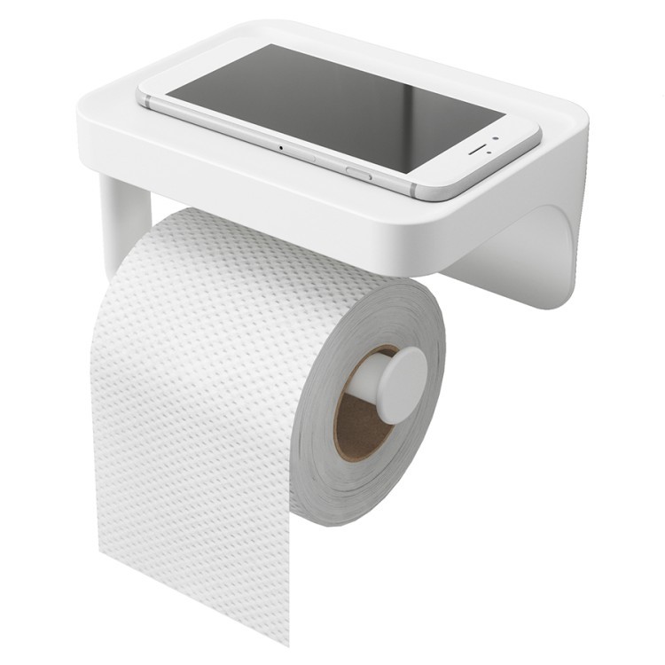 Держатель для туалетной бумаги с полочкой flex, белый (68075)