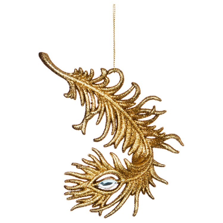 Декоративное изделие "перышко" 14*10 см цвет: золото с глиттером без упаковки Lefard (865-426)