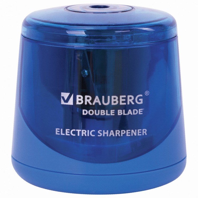 Точилка электрическая BRAUBERG DOUBLE BLADE BLUE двойное лезвие 229605 (1) (92892)