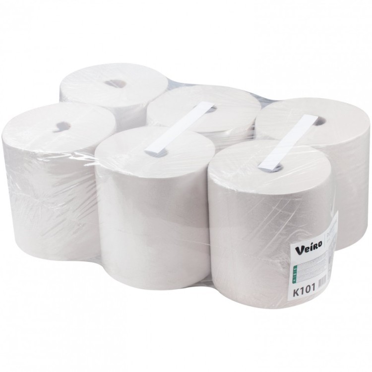 Полотенца бумажные рулонные 180 м Veiro Система H1 BASIC 1-слойные к-т 6 рул. K101 127095 (1) (91950)