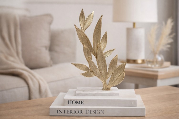 Декор настольный "Flora" зол.мет./мрам.бел 34*19.5*51см (TT-00011230)