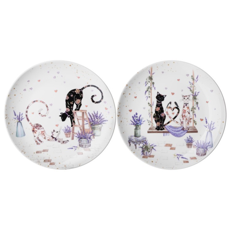Набор тарелок закусочных lefard "лавандовые коты" 2 шт. 20,5*2 см Lefard (425-167)