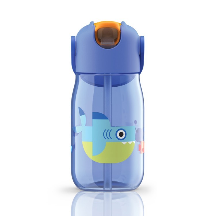 Бутылочка детская с силиконовой соломинкой 415 мл синяя (66309)
