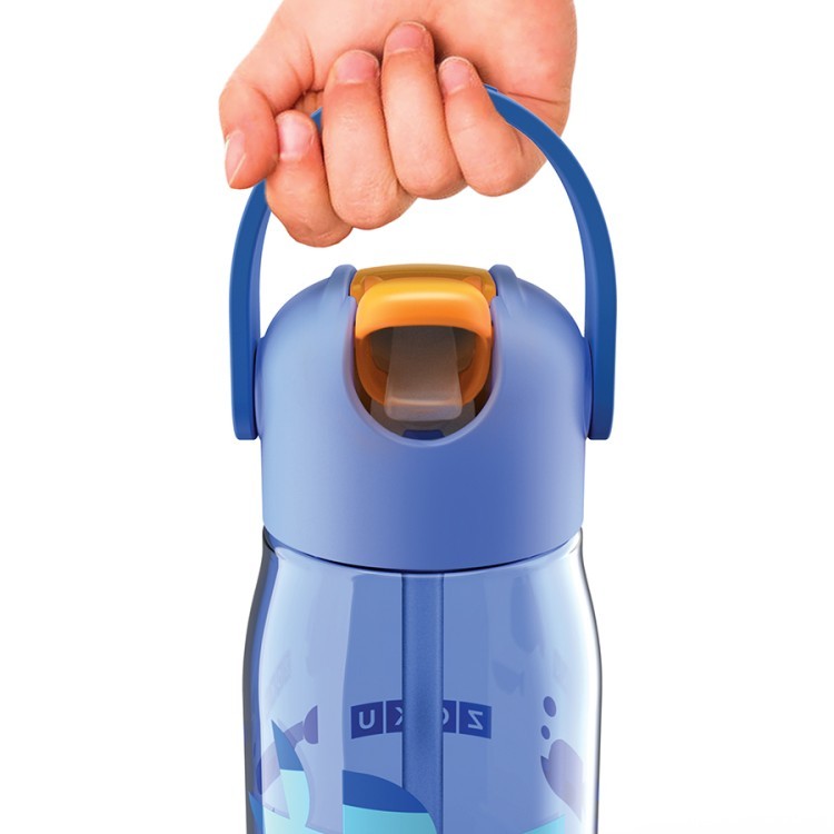 Бутылочка детская с силиконовой соломинкой 415 мл синяя (66309)