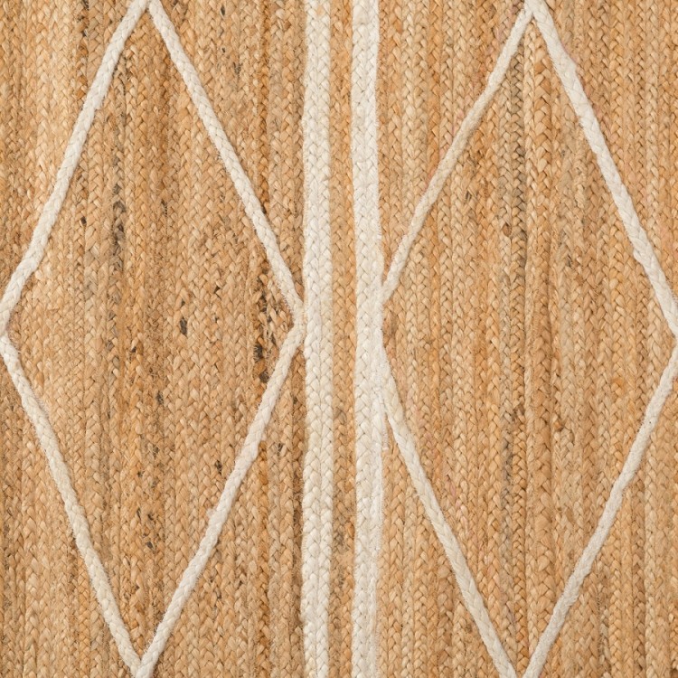 Ковер из джута бежевого цвета с геометрическим рисунком и с бахромой из коллекции ethnic, 300x400см (73325)