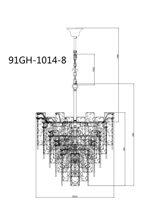 Люстра потолочная "Ice" рифленое стекло/латунь d.53см h.68см (TT-00006935)