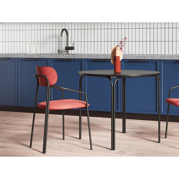 Стул ror, round, велюр, черный/темно-красный (74439)