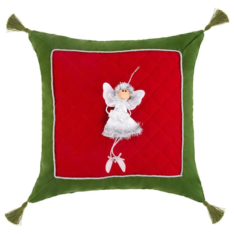 Подушка декоративная "сказка",100% хлопок,красный+зелёный SANTALINO (850-885-63)