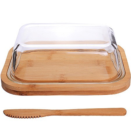 Масленка стекло-бамбук с ножом МВ (30669) Масленка стекло-бамбук с ножом МВ (30669)