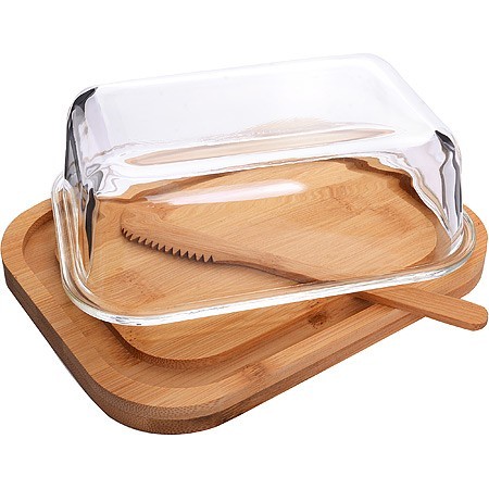 Масленка стекло-бамбук с ножом МВ (30669) Масленка стекло-бамбук с ножом МВ (30669)