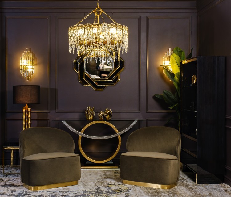 Люстра Tiara круглая латунь/стекло прозр. d80*h63см (TT-00007577)