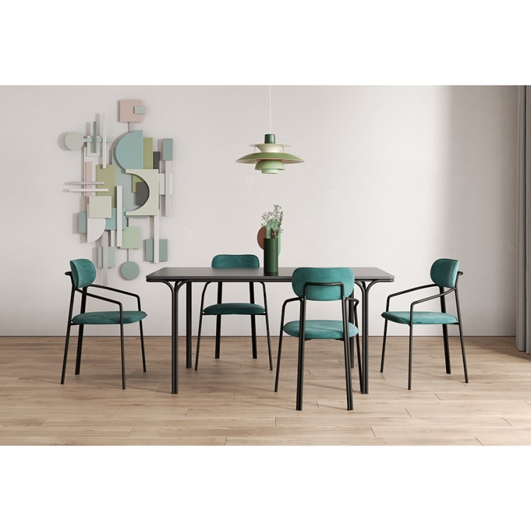 Стул ror, round, велюр, черный/зеленый (74436)