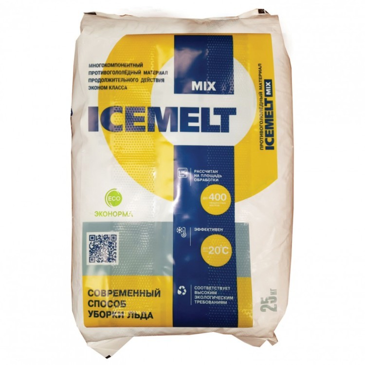 Реагент антигололедный 25 кг ICEMELT Mix до -20С хлористый натрий мешок 602042 (1) (94807)