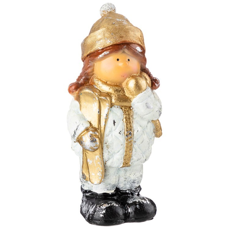 Фигурка декоративная "девочка в шарфе с лыжами" 22*10см Lefard (169-662)