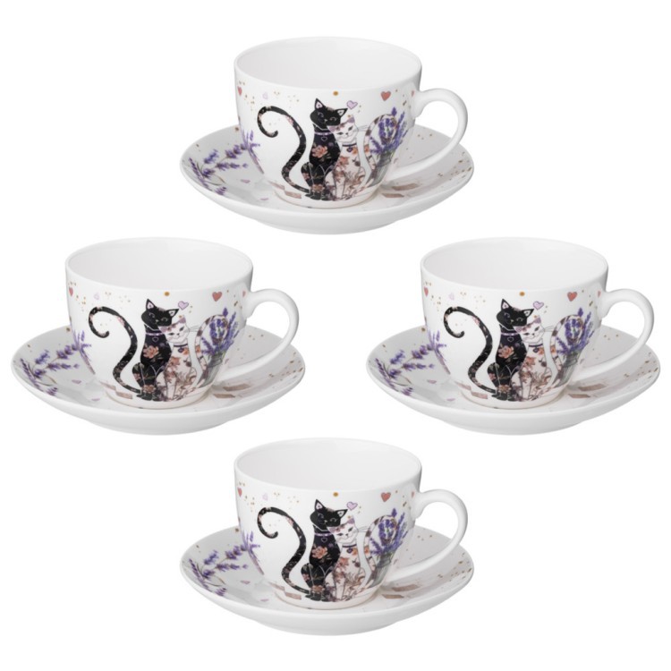 Чайный набор lefard "лавандовые коты" на 2 пер. 4 пр.  275 мл Lefard (425-172)