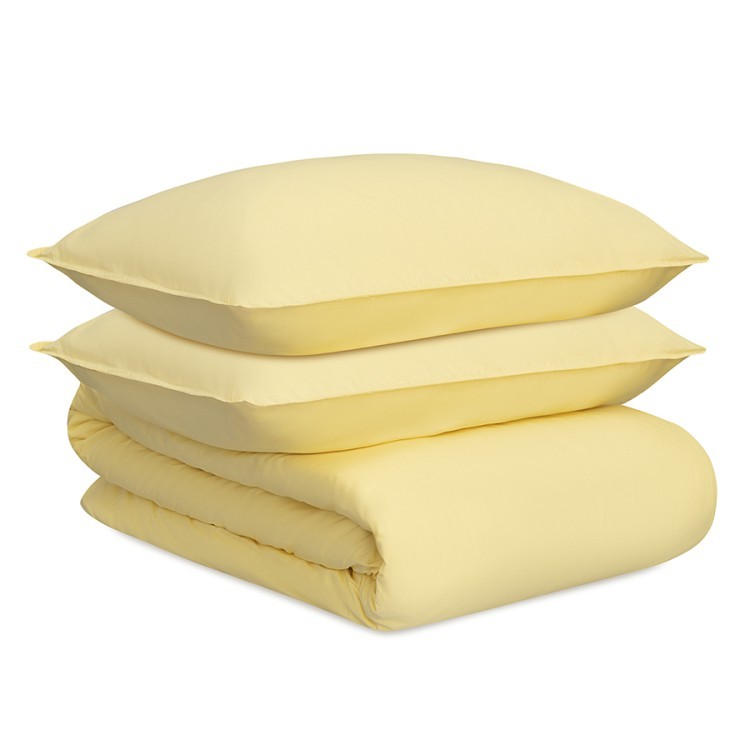 Комплект постельного белья из стираного перкаля светло-желтого цвета из коллекции essential, 150х200 см (77731)