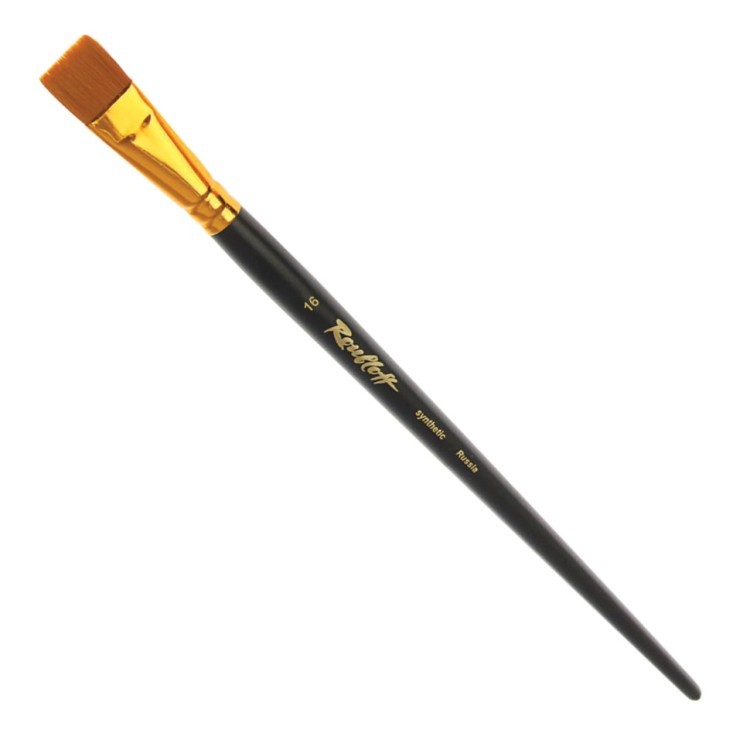 Кисть художественная Roubloff синтетика, жесткая, плоская, № 16, длинная ручка ЖС2-16,02Ж (69387)