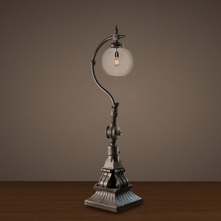 Торшер A028, чугун, стекло, black, ROOMERS ANTIQUE