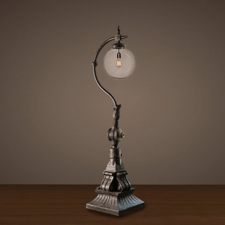 Торшер A028, чугун, стекло, black, ROOMERS ANTIQUE