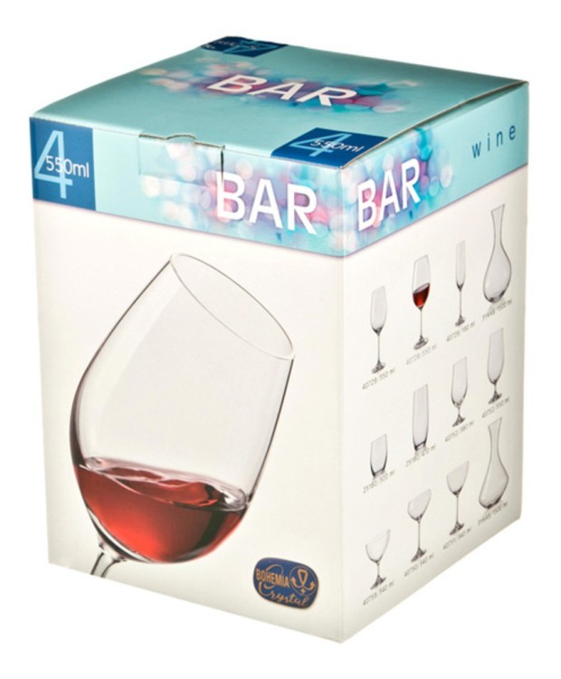 Набор бокалов для вина из 4 шт. "бар" 550 мл высота=24 см Bohemia Crystal (674-274)