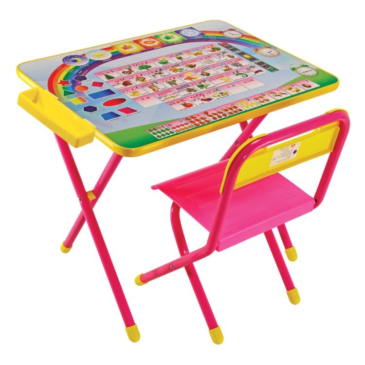 Стол и стул детские складные Дэми Алфавит Розовый, рост 2 (115-130 см) (65210)