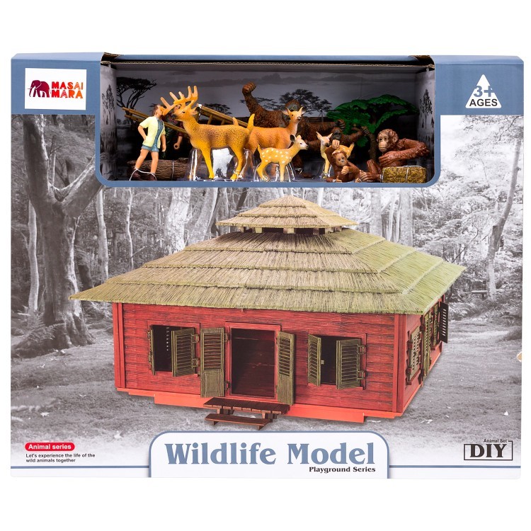 Набор фигурок животных серии "На ферме": Ферма игрушка, олени, обезьяны, фермеры, инвентарь -  17 предметов (ММ205-051)