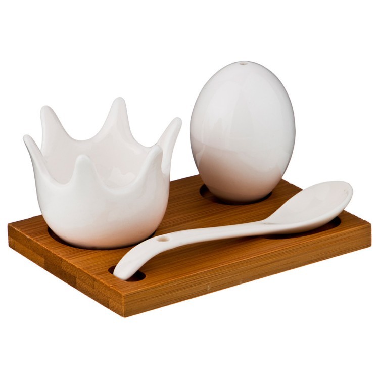 Набор для завтрака "native" 3пр.: подставка д/яйца+солонка+ложка на подставке 11,5*8 см. в=6,5 см Lefard (587-119)
